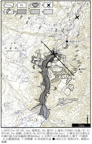 図3 岩戸山周辺の地すべり地形学図(井上・鈴木,2013)