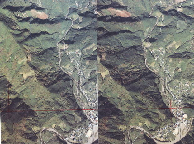 写真2 遠見山周辺の立体写真 国土地理院1976年11月3日撮影,(CCBC-76-21, C9-15,16, 縮尺1/15,000)