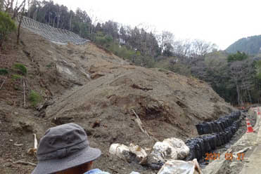 写真15 美女谷奥の大規模崩壊地,土砂が川を埋積