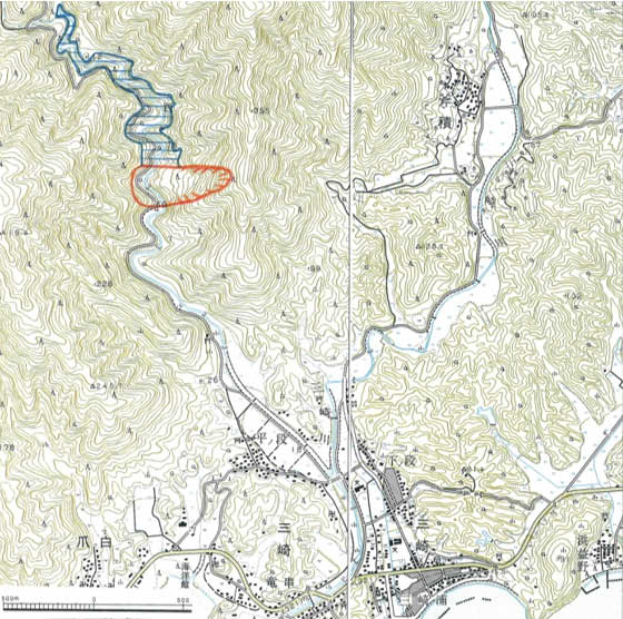 図7 土佐清水市三崎地区の想定天然ダムの湛水範囲